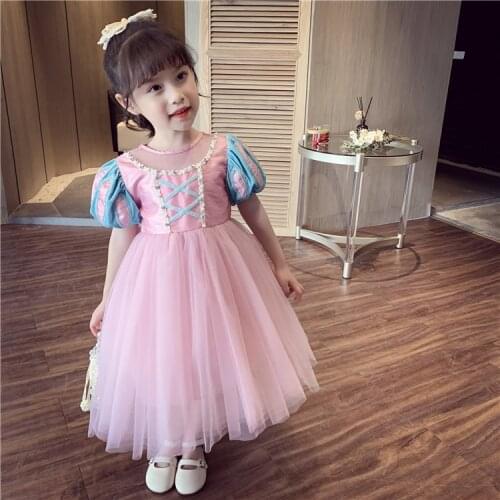 Girls Fashion Summer Princess Dress Mesh Elegant Tutu Vestidos Kids Clothes Birthday Party Ball Gown Costume For Children
