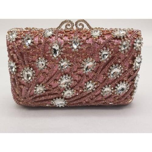 Fashion Gold Metal Clutch Bags Luxury Designer White Rhinestone Lady Small Phone Handbags Pink Diamond Female Dinner Clutches