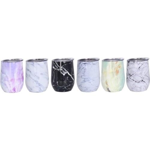 Marble 12oz Cups Wine Tumbler Wine Glass Double Wall Stainless Steel Beer Vacuum Insulated Tumbler Drinking Coffee Mug