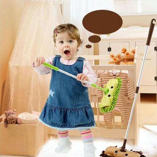 Mini Simulation Cleaning Toys Set Child Mop Broom & Dustpan Set Sweeping House Telescopic Tablet Drag Baby Pretend Play Toys