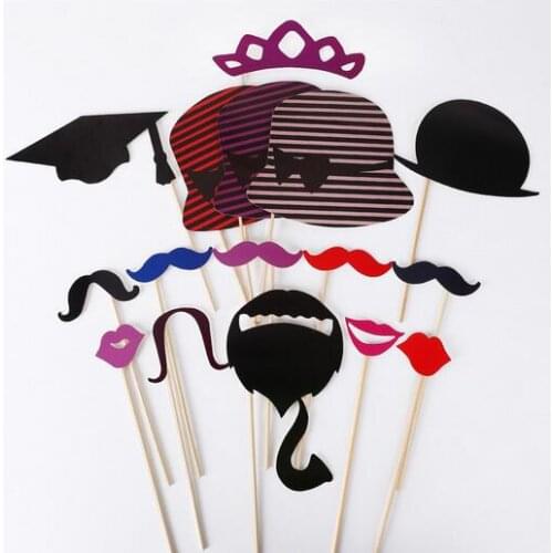 New Photo Props 76 Pcs/Set DIY Photo Booth Props Wedding Souvenirs China Cute With A Bamboo Stick Mustache Lips Decor Party