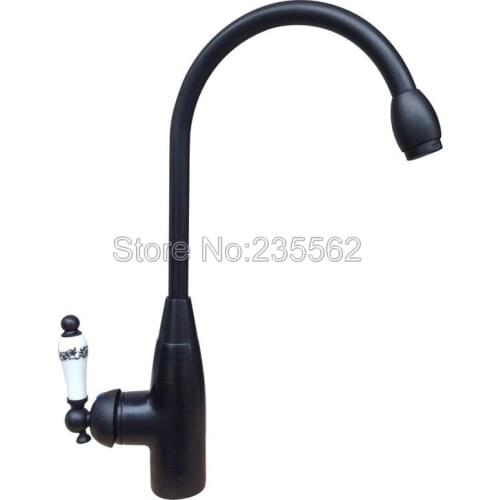 NEW Ceramic Lever Kitchen Faucet Black Oil Rubbed Bronze Swivel Spout Kitchen Sink Faucet Mixer Basin Taps lsf109