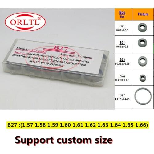 ORLTL Custom Gasket B27 1.57mm ~ 1.66mm Common Rail Injector Adjustment Washers Shims Repair Kits B27 for Denso 50 pieces / box