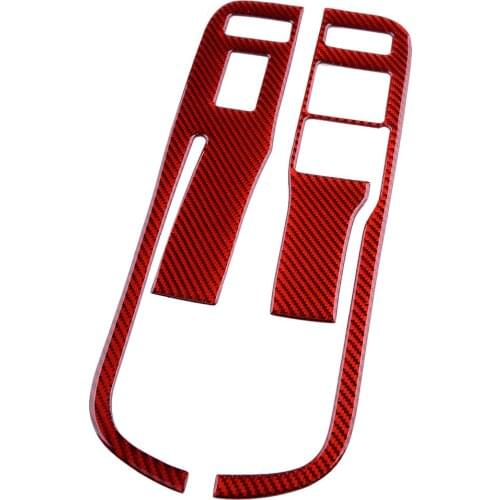 1 Set Window Control Switch Panel Cover Trim Fit for Chevrolet Camaro 2013 2014 2015 Carbon Fiber Red Left Hand Drive Only