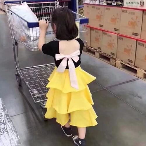 Girls' Dress Halter Bow-Knot Blouse +Cupcake Dress 2021 Fashion Summer New European And American Baby Kids ChildrenS Clothing