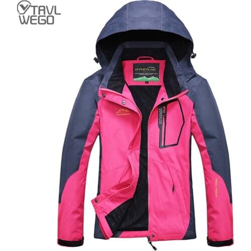 TRVLWEGO Camping Hiking Jacket Women Autumn Outdoor Sports Coats Climbing Trekking Windbreaker Travel Waterproof Jackets Rosy