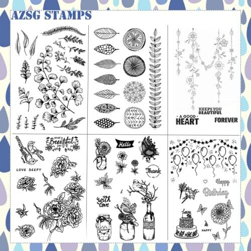 Birds Flowers and Plant Transparent Clear Silicone Stamps for DIY Scrapbooking/Card Making/Kids Crafts Decoration Supplies OS-80
