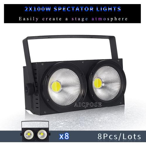 8Pcs/lots LED COB 2x100W Blinder Light 2 Eyes Effect DMX Controller Club Show Night DJ Disco Stage Lighting Audience light