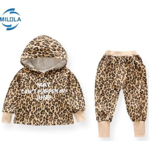 2021 New Girls Spring Leopard Suit Sweater Children Sports Two-piece Casual/Sports/Comfort/Fashion Clothes