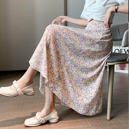 Womens Skirt Vintage Clothes Long Skirts Red Harajuku Summer High Waist Streetwear 2021 Fashion flowy Spring Elastic Chiffon