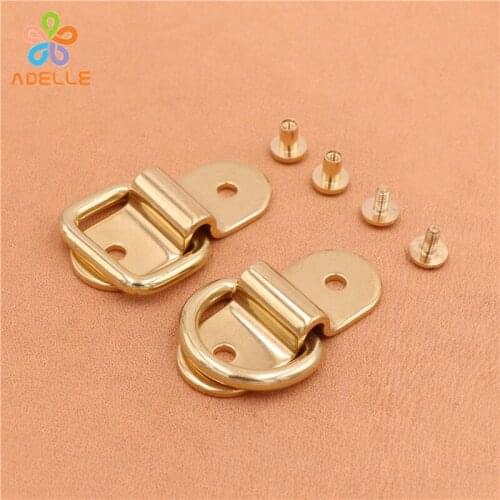 100% Solid Brass D-ring Squire Buckle with Bag Handle Connector Fixing Cleat Rivet Bag Accessory Hardware DIY Free Shipping