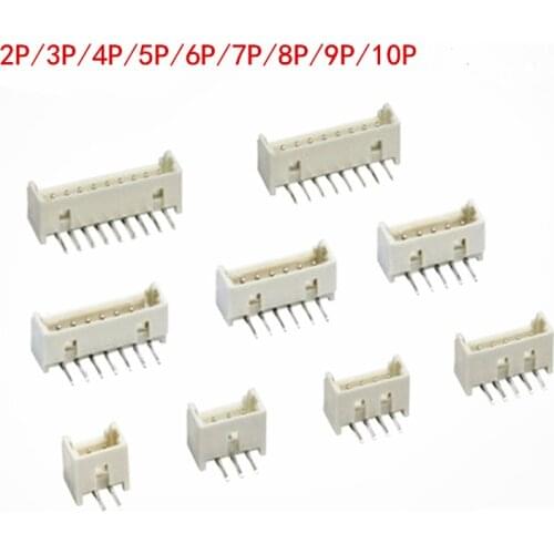 20Pcs/Lot Board to Wire JST Connector 1.25 mm Header Male Blade 2 3 4 5 6 7 8 9 10 Pin Through Hole 1.25 Right Angle PCB