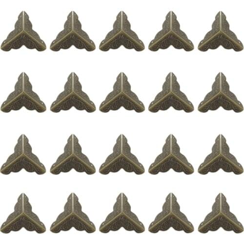 20PCS Vintage Metal Decorative Box Corner Protectors,Wooden Box Table Cabinet Corner Protector Corner Guards with Screws 25x35mm