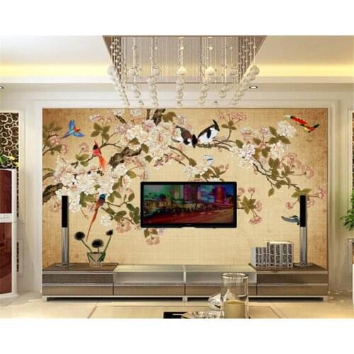Beibehang Custom 3d Wallpaper Handmade Meticulous Birds 3D Living Room Bedroom TV Background wallpaper for walls 3 d papel mural