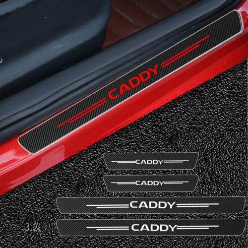 4pcs Carbon Fiber Car Door Sticker Protector Film For Volkswagen Caddy 2017 2018 2019 Auto Accessories Automobile Decoration