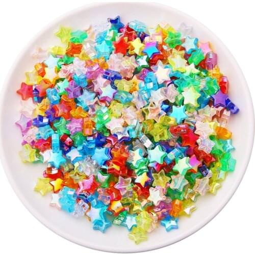 50pcs 11mm Transparent AB Color Five-pointed Star Acrylic Beads Loose Spacer Beads for Jewelry Making DIY Bracelet Accessories
