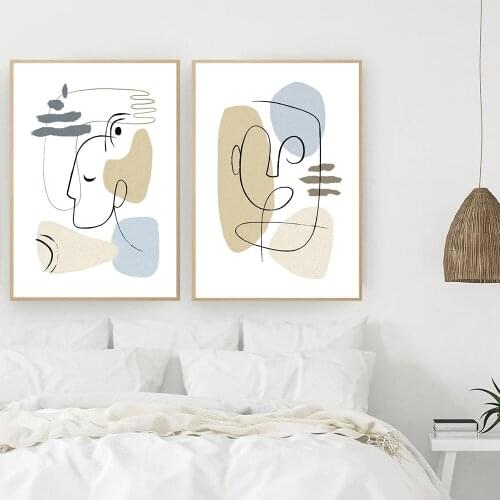 Abstract Faces Geometric Wall Art Canvas Painting Contemporary Posters and Prints Room Decor Picture For Bedroom Home Decoration