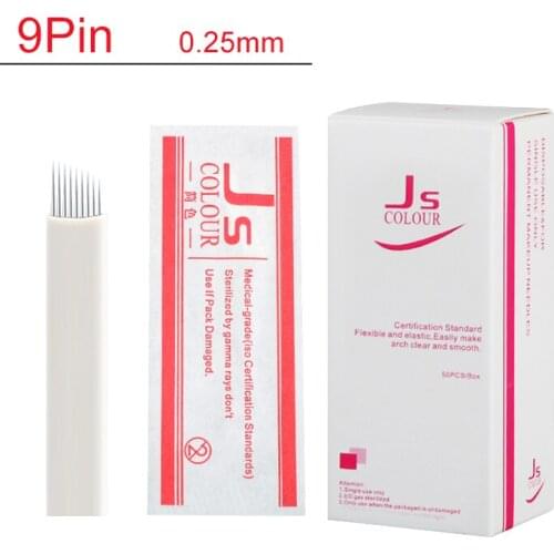 Free Shipping 500pcs Permanent Makeup Needle Blades 9 Needles White Colors Needle Blade Microblading Needle Eyebrow Tattoo Blade