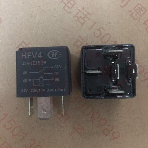 Free shipping lot(5pieces/lot) 100%Original New HF HFV4-024-1Z1SGR HFV4 024-1Z1SGR 24VDC DIP-5 20A/10A Automotive Relays