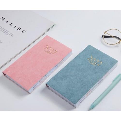 Agenda 2021 2022 A6 English schedule this leather elastic band notebook cuadernos simple sketchbook planner notepad