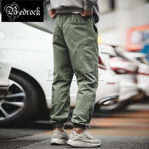 Stencil Easy pants mens American casual pants print black overalls drawstring elastic waist Ankle-tied trousers cartridge bag