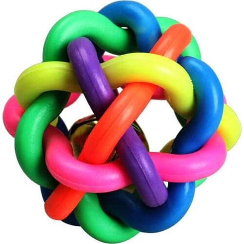 Pet Dogs Colorful Non-Toxic Chew Toys with Bells Puppy Funny Interactive Exercise Ball