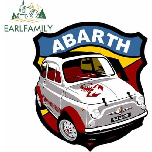 EARLFAMILY 13cm x 11.6cm for Fiat Abarth 695 SS Car Stickers and Decals DIY 3D Funny Scratch-proof Anime Decals Simulation Fun
