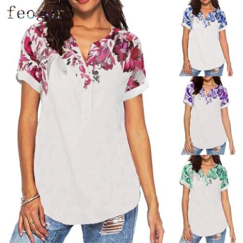 FEOGOR T-shirt women Womens shirt Plus size top 2021 casual womens summer new style womens blouse short sleeve t-shirt women