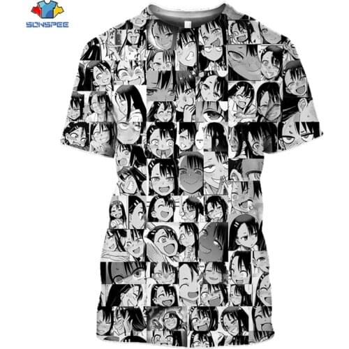 SONSPEE 3D Print Please Dont Bully Me Nagatoro Faces Anime Men Women T-shirt Summer Casual Harajuku Clothing Graphic T-shirts