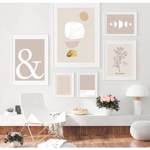 Boho Ampersand Symbol Hand Drawn Sketch Geometric Canvas Painting Wall Art Poster Print Picture for Living Room Home Decoration