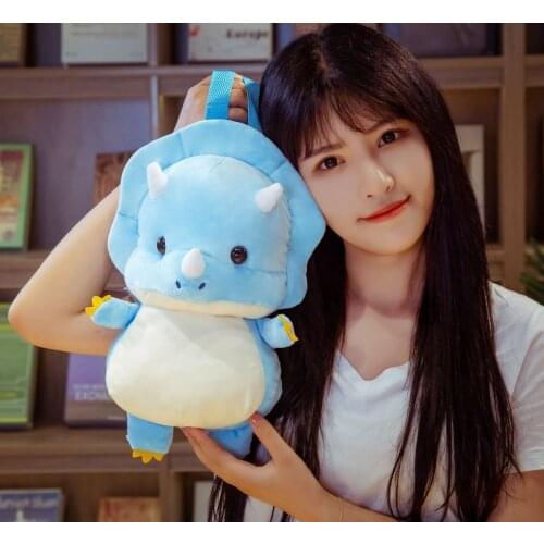 Kawaii Green Blue Stuffed Dinosaur Schoolbag Childrens Backpack Plush Doll for Girls Boys Adults
