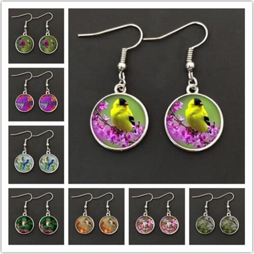 Colorful flower pattern earrings bird and flower art earrings wedding party jewelry fashion girl jewelry gifts