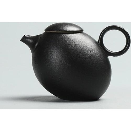 Creative Black Pottery Teapots Hand Made Vintage Ceramic Tea Pot Chinese Kung Fu Tea Set Kettle Contentment Drinkware