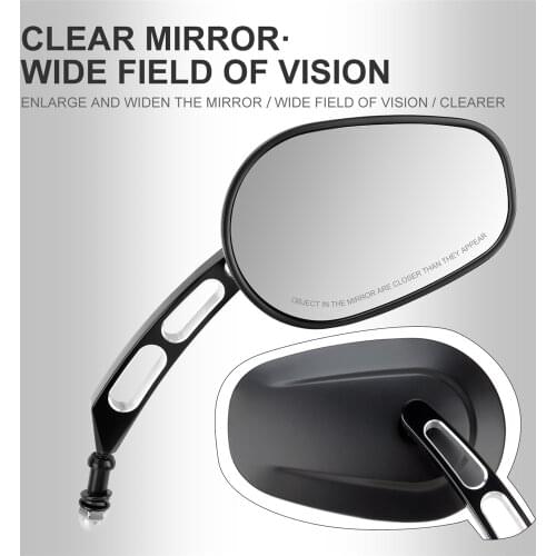 Motorcycle 8mm Big Side Rear View Mirrors Rearview Mirror Right Left for Harley Low Glide FXRC Softail FXST