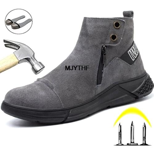 2021 New Work & Safety Boots Men Steel Toe Shoes Men Safety Shoes Indestructible Puncture-Proof Work Sneakers Work Shoes Boots