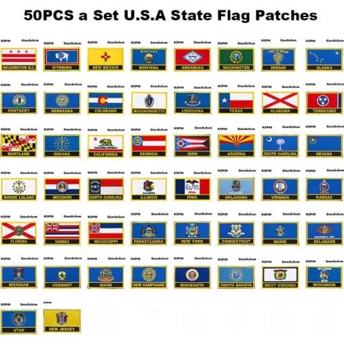 50PCS a Set U.S.A State Flag Patches