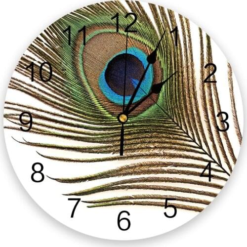 Animal Peacock Feather 3D Wall Clock Modern Design Living Room Decoration Kitchen Clock Art Wall Watch Home Decor