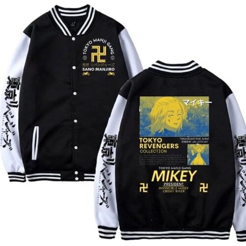 New Tokyo Revengers Mikey Manjiro Sano Men Baseball Uniform Coat Autumn Bomber Jacket Hot Brand Coat Streetwear Casual Tracksuit