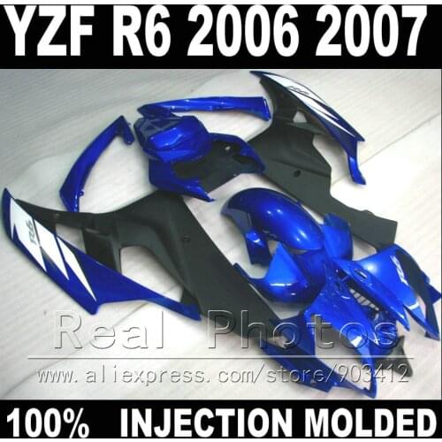 NEW plastic parts for YAMAHA R6 fairing kit 06 07 Injection molding blue matte black white 2006 2007 YZF R6 fairings