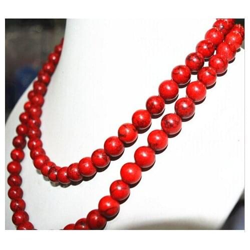 Charming 10mm Red Turkey gem Gem Round Necklace 36'' AAA WW Wholesale Lovely Womens Wedding Jewelry