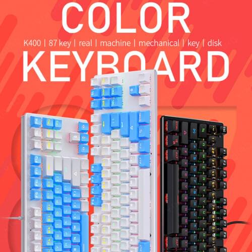 Original Mechanical Keyboard 87-key USB Keyboard Color Backlit Keycap Gaming Keyboard Blue and Black Shaft for PC Computer Gamer