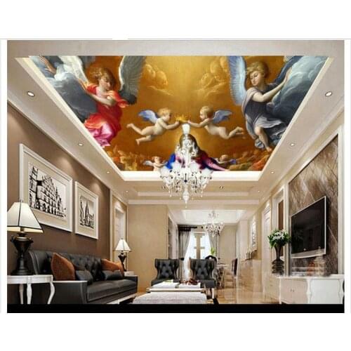 Custom photo wallpaper 3d ceiling wallpaper murals Angel wings frescoes on the classical style zenith wall papers home decor