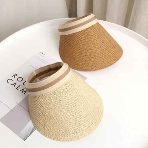Summer Woman Sun Hats Anti-UV Female Outdoor Visor Hat Hand Made Straw Hat Casual Shade Hat Empty Top Hat Beach Hat Shade Hat