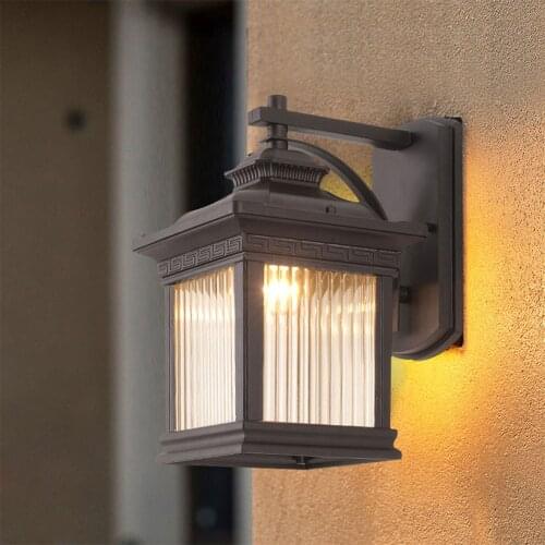 Retro 220v 110v IP44 Glass Led Outdoor Waterproof Wall Lighting Lamp Sconce for Street Home Porch Gate Balcony Veranda House