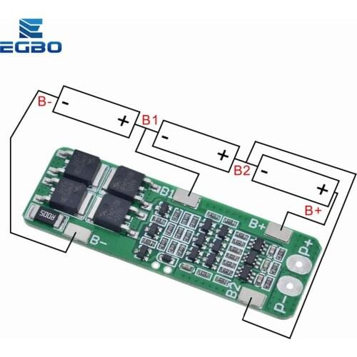 1PCS 3S 20A Li-ion Lithium Battery 18650 Charger PCB 3S BMS Protection Board For Drill Motor 12.6V Lipo Cell Module 64x20x3.4mm