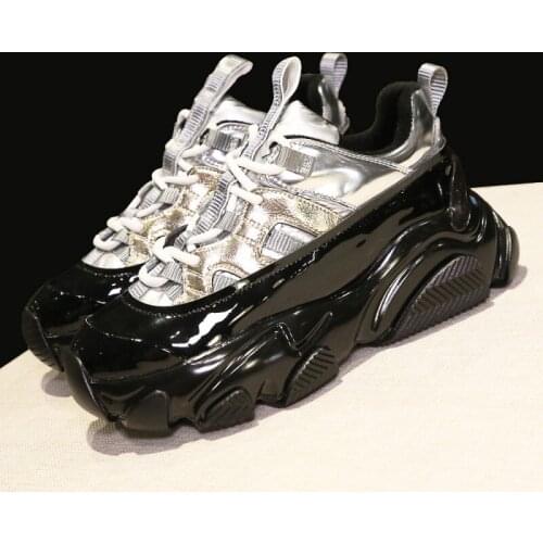 Women Running Trainers Thick Platform Gym Fitness Athlete Shoes Real Leather Sneakers Splice Winter Fleece Walking Sport Shoes