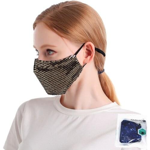 Womens Jewelry Sequined Bling Face Mask Maskswashable Adjustable Cotton Masks Reusable Colorful Fabric Face Mask Party Decor