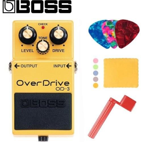 BOSS OD-3 Audio Overdrive Pedal for Guitar / Bass Natural OverDrive Endless Sustain Pedal With Picks, Polishing Cloth and Winder