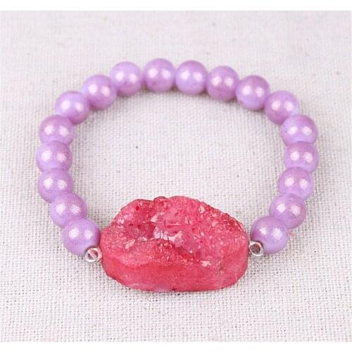 1PC Womens Jewelry Beaded Bracelet Drusy Connector Cluster With Natural Stone Agates Womens Gift