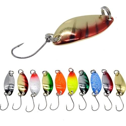 10Pcs/6Pcs 2.5G 32MM Spoon Sequins Lure Fishing Lure Metal Bait Single Hook Spinner Hard Bait Trout Bass Pike Winter Ice Fishing